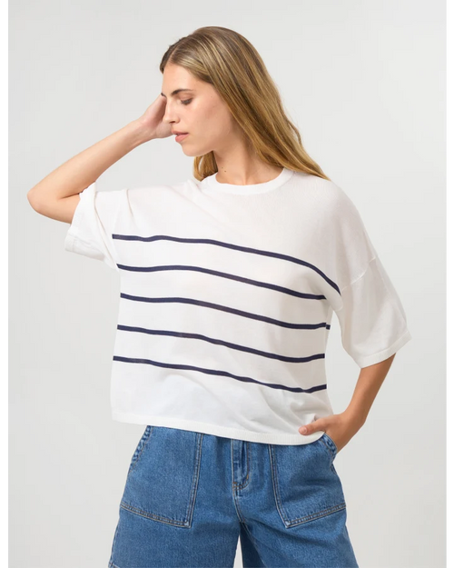 PREORDER - Stella and Gemma Indy Knit White Navy Stripe DUE OCTOBER