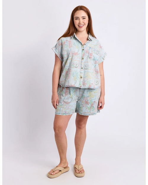 Elm Jade Printed Denim Shirt