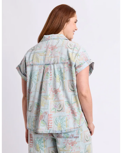 Elm Jade Printed Denim Shirt