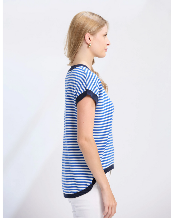 Stella and Gemma Laneway Top Cobalt Stripe