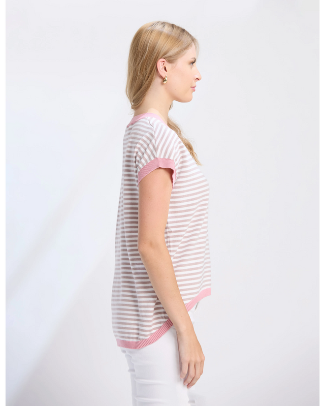 Stella and Gemma Laneway Top Rose Stripe