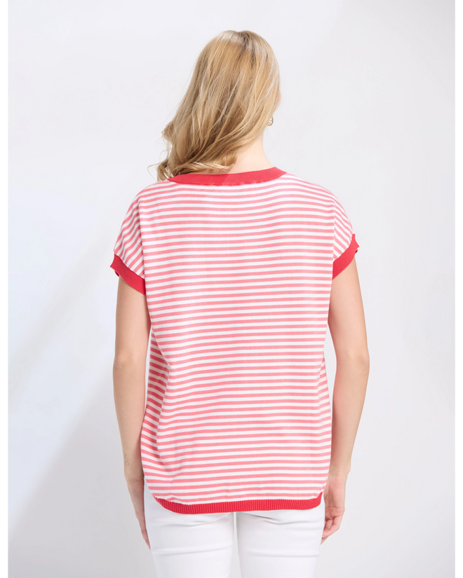 Stella and Gemma Laneway Top Pink Stripe