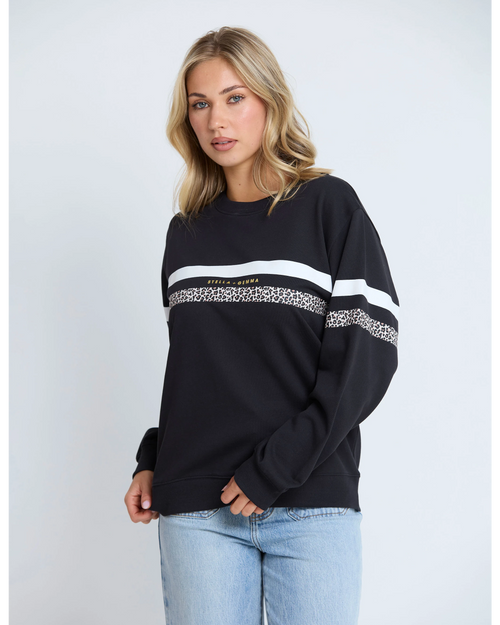 Stella and Gemma Black Leopard White Stripe Essential Sweatshirt