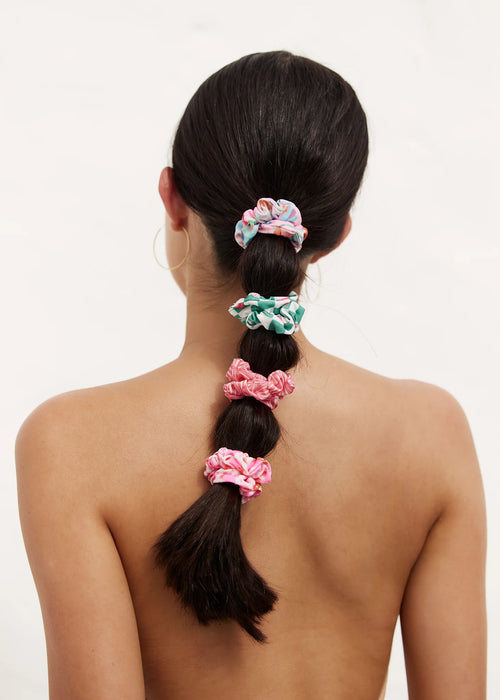 Louvelle Pink/Green Scrunchie Set