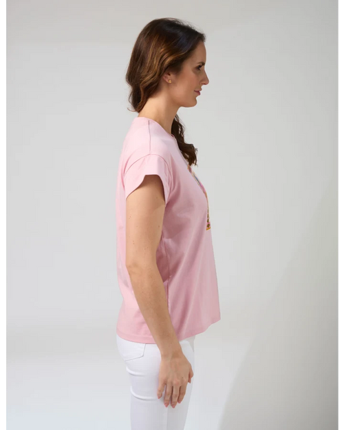 Stella and Gemma Mauve Jardin Tile Cuff T Shirt