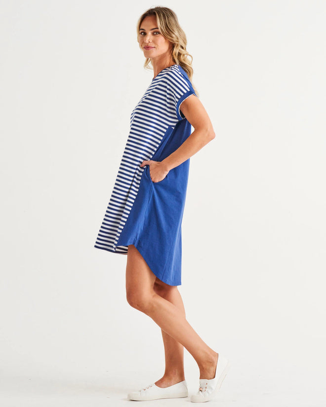 Betty Basics Maxine T Shirt Dress Ocean Stripe