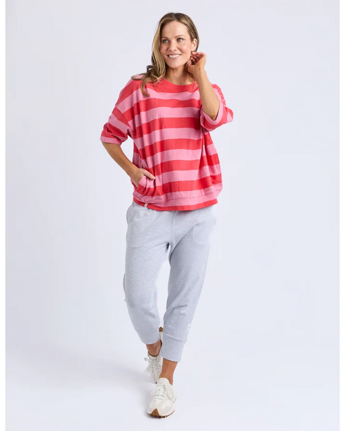 Elm Mazie T Shirt Cayenne Rose Stripe