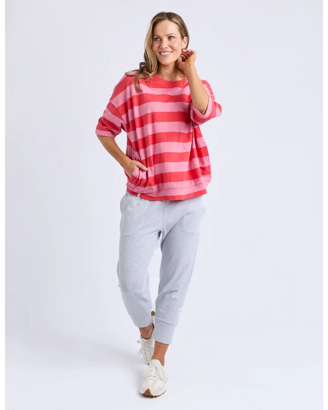 Elm Mazie T Shirt Cayenne Rose Stripe