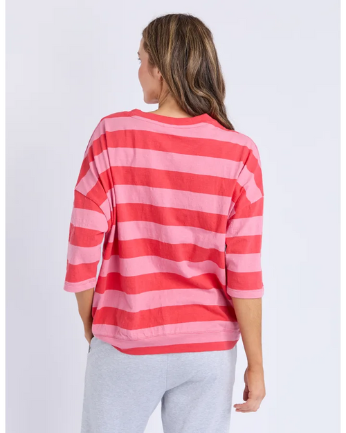 Elm Mazie T Shirt Cayenne Rose Stripe