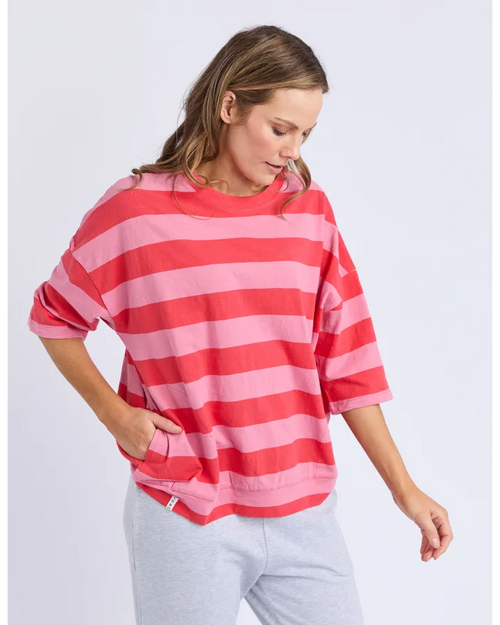 Elm Mazie T Shirt Cayenne Rose Stripe