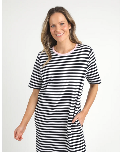 Elm Merry Tee Dress Navy Pink