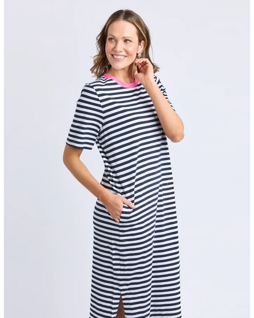 Elm Merry Tee Dress Saphire Neon Rose