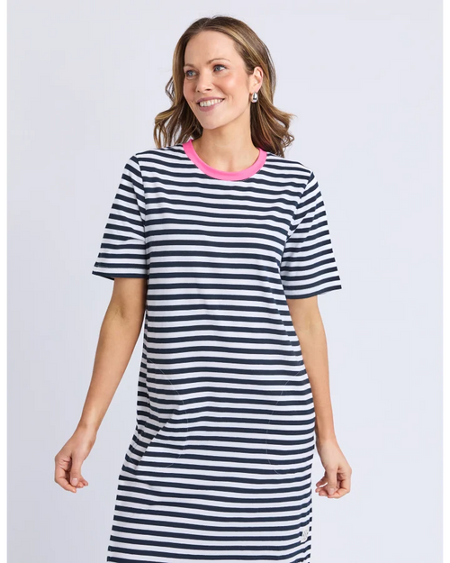 Elm Merry Tee Dress Saphire Neon Rose