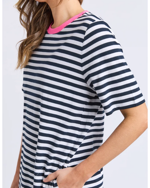 Elm Merry Tee Dress Saphire Neon Rose