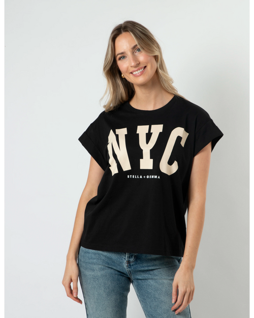 Stella and Gemma NYC Black Cuff Sleeve T Shirt