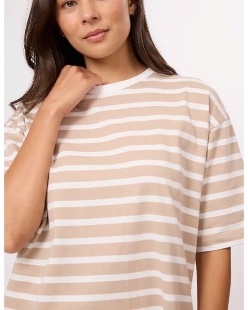 PREORDER - Stella and Gemma Porter T Shirt Oat and White Stripe DUE OCTOBER