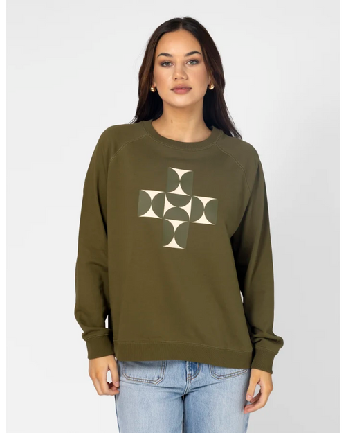 Stella and Gemma Classic Sweatshirt Olive Mosaic