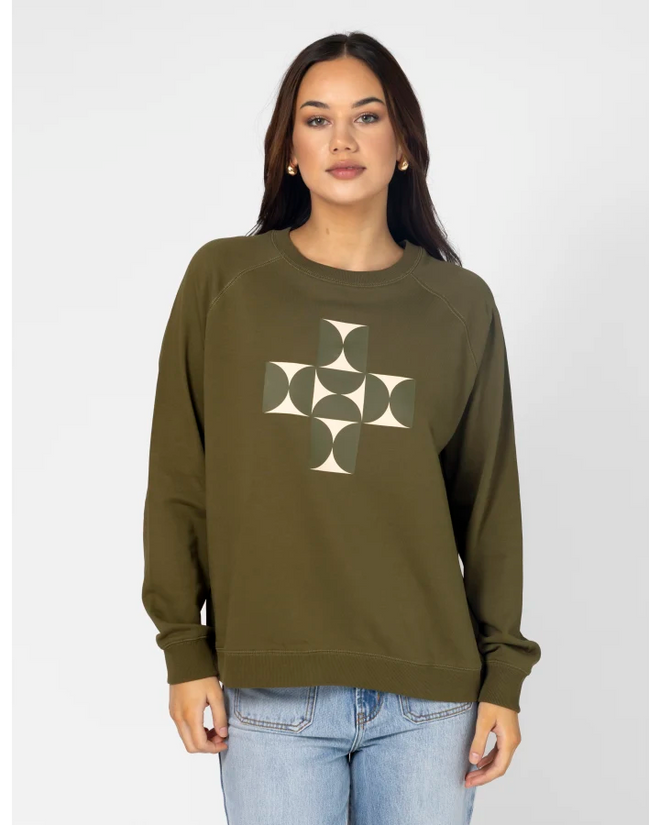 Stella and Gemma Classic Sweatshirt Olive Mosaic