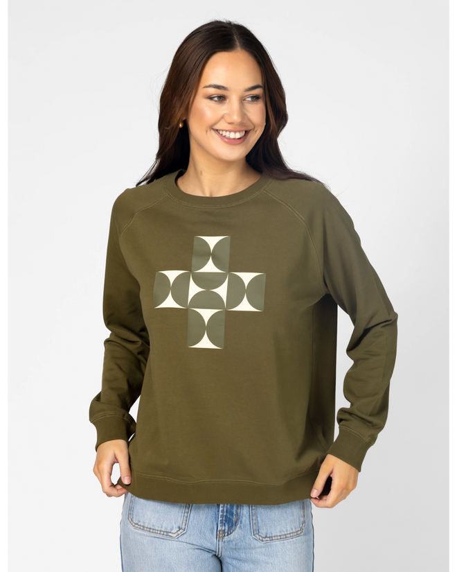 Stella and Gemma Olive Mosaic Classic Sweatshirt