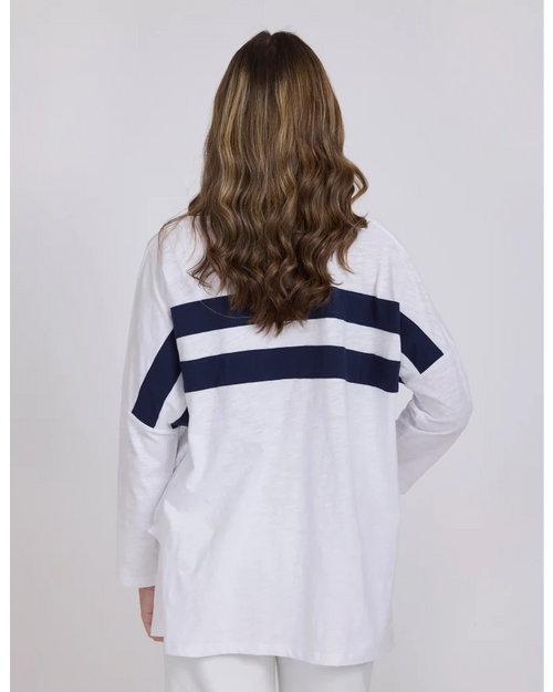 Stella and Gemma Orlando Long Sleeve Top White Navy Stripe