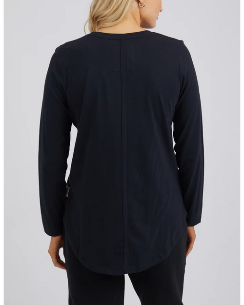 Elm Peachy Long Sleeve V Neck Tee Black