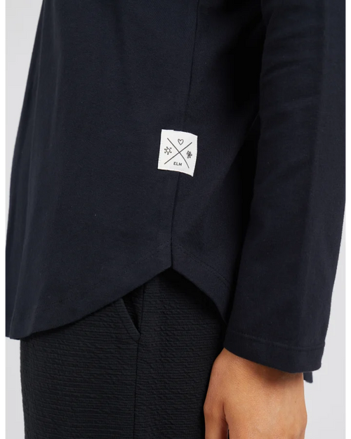 Elm Peachy Long Sleeve V Neck Tee Black