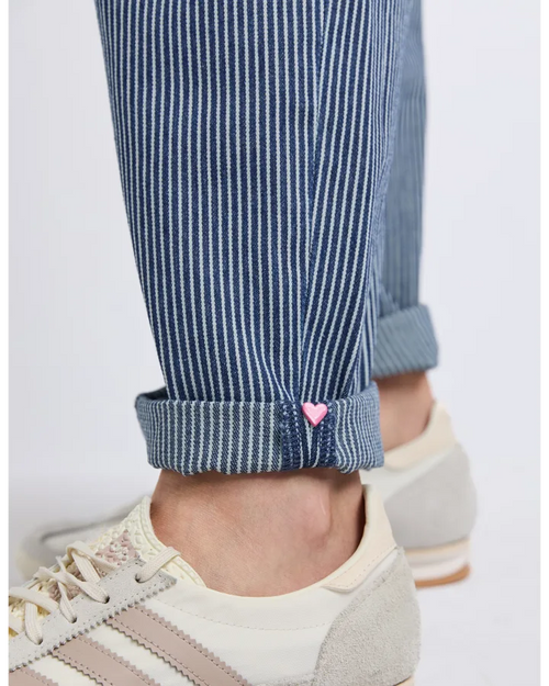 Elm Penny Pinstripe Barrel Jogger Blue and White Stripe