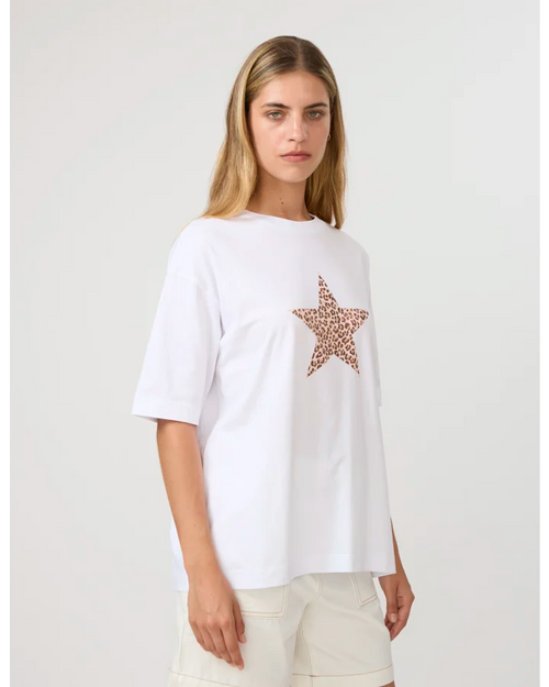 Stella and Gemma Porter T Shirt White Star Femme Leopard