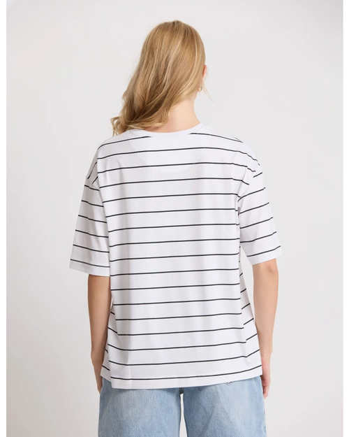 Stella and Gemma Porter White Black Stripe T Shirt