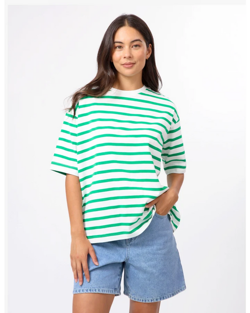 PREORDER - Stella and Gemma Porter T Shirt Emerald and White Stripe DUE OCTOBER