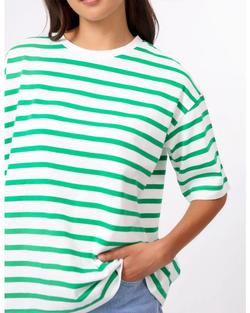 PREORDER - Stella and Gemma Porter T Shirt Emerald and White Stripe DUE OCTOBER
