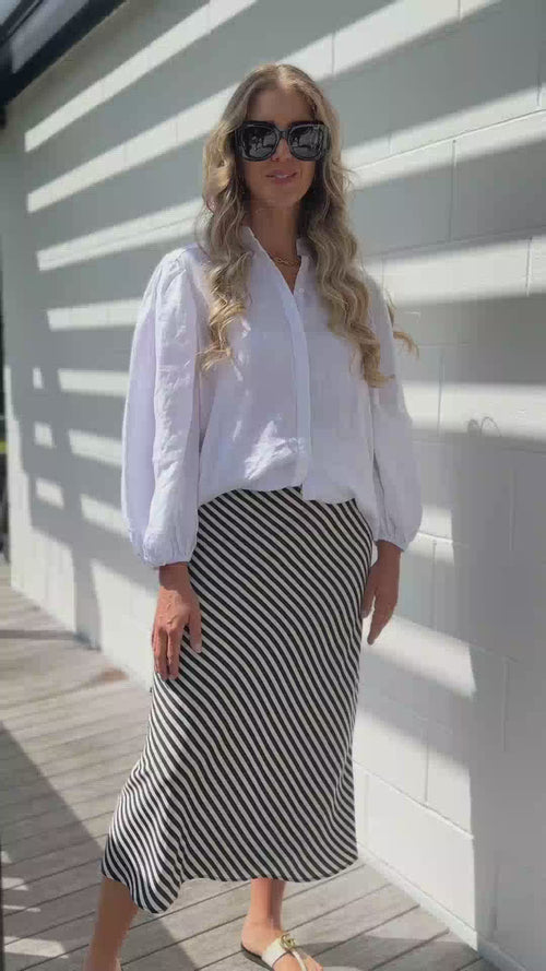 Stella and Gemma Amore Skirt Linen Black Stripe