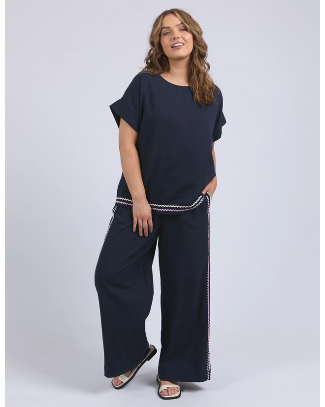 Elm Ric Rac Top Navy