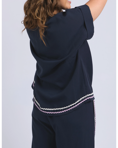 Elm Ric Rac Top Navy