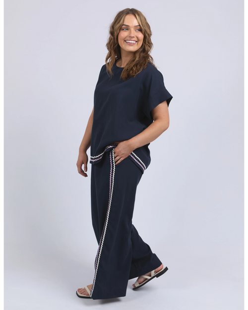 Elm Ric Rac Top Navy