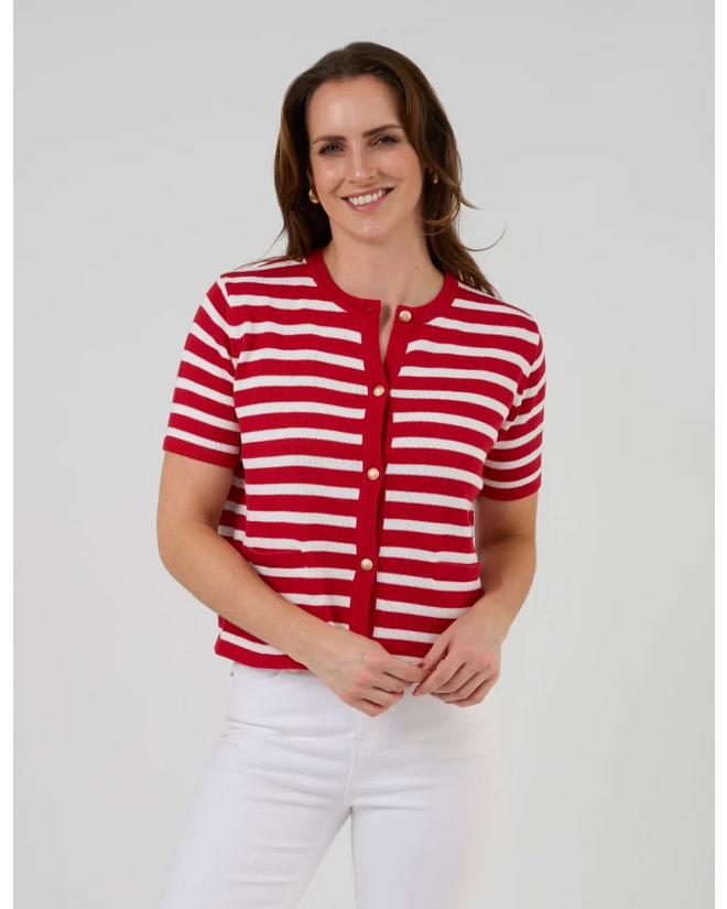 Stella and Gemma Rue Cardigan Red White Stripe