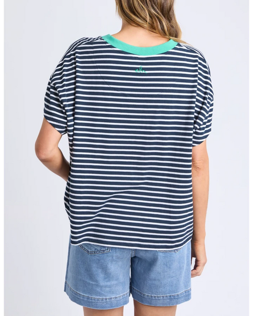 Elm Sabrina T Shirt Navy White Stripe