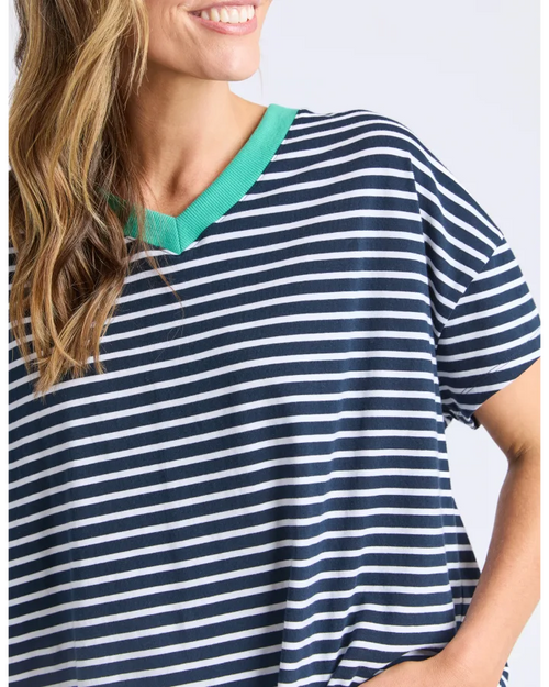 Elm Sabrina T Shirt Navy White Stripe