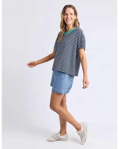 Elm Sabrina T Shirt Navy White Stripe