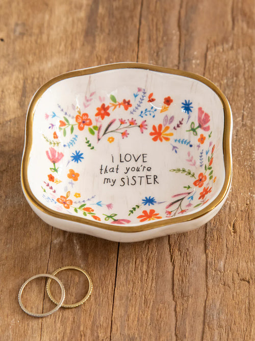 Antiqued Trinket Dish Sister