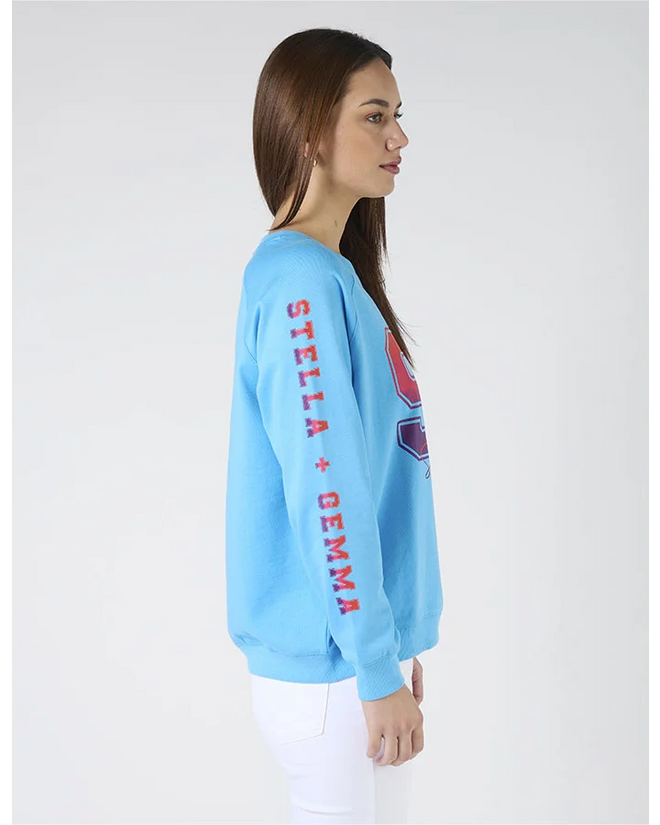 Stella and Gemma Sky Blue Ombre Varsity Classic Sweatshirt