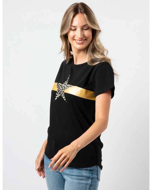 Stella and Gemma Black Leopard Star T Shirt