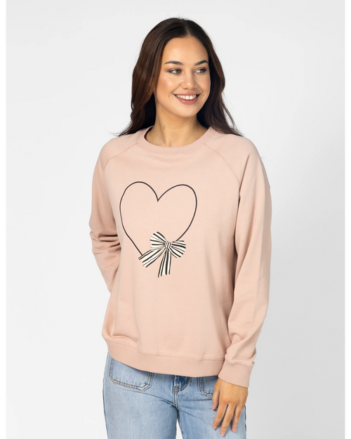 Stella and Gemma Heart with Bow Antique Rose Classic Sweatshirt
