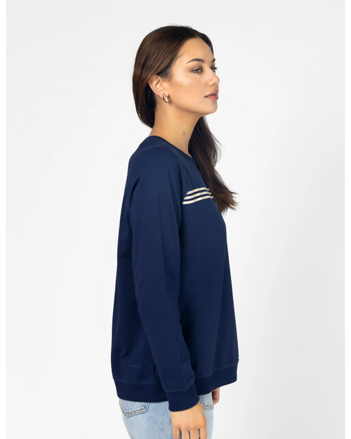 Stella and Gemma Stripes and Bow Navy Classic Sweatshirt