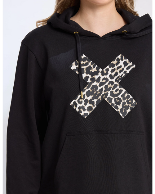 Stella and Gemma Hoodie Black Leopard Cross