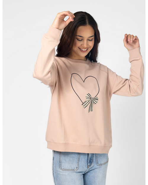 Stella and Gemma Heart with Bow Antique Rose Classic Sweatshirt