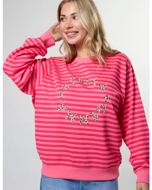 Stella and Gemma Raspberry Leopard Rotation Stripe Essential Sweatshirt