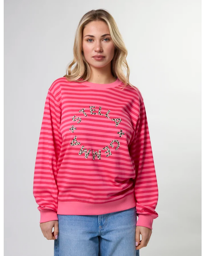 Stella and Gemma Raspberry Stripe Leopard Rotation Stripe Essential Sweatshirt