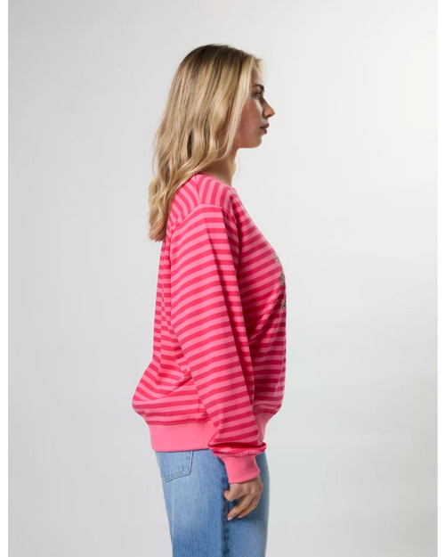 Stella and Gemma Raspberry Leopard Rotation Stripe Essential Sweatshirt