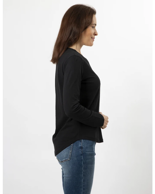 Stella and Gemma Folk Floral Black Long Sleeve T Shirt